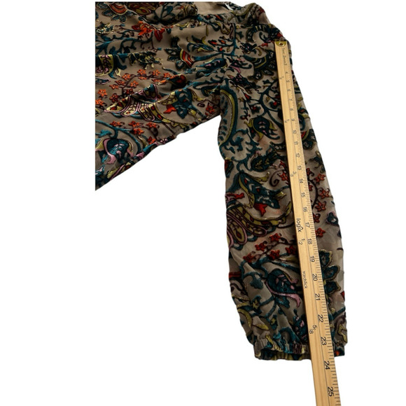 Coldwater Creek Blouse Women LP Floral Velvet Burn Out Pull Over Tunic Boho - Picture 8 of 13
